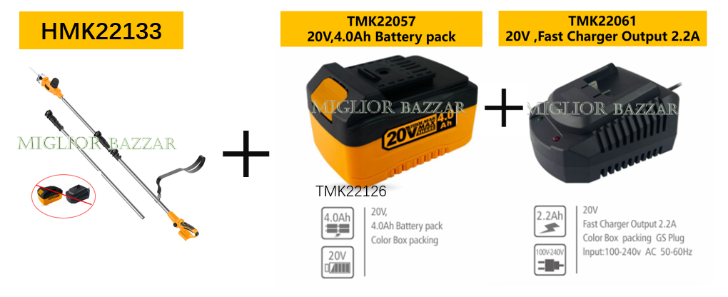 HMK22133-Seghetto alternativo da giardino senza fili da 20 V: potenza potente, taglio libero, un ottimo aiuto per il giardinaggio e il fai da te