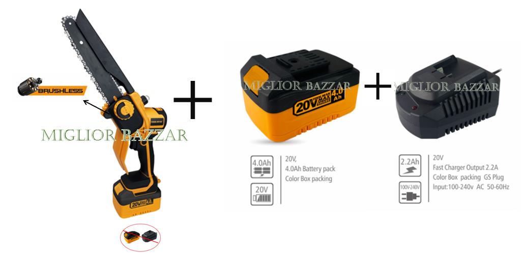 HMK22189-Motosega a batteria senza spazzole da 20 V: batteria a lunghissima durata, velocità di recupero estremamente rapida e maggiore efficienza di taglio!