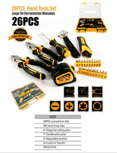 26pcs hand tools set/Set di 26 pezzi di utensili manuali-TMK19468