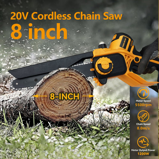 TOOLMAK - Motosega a Batteria 20V con Motore Brushless da 8 Pollici - HMK22189(8")