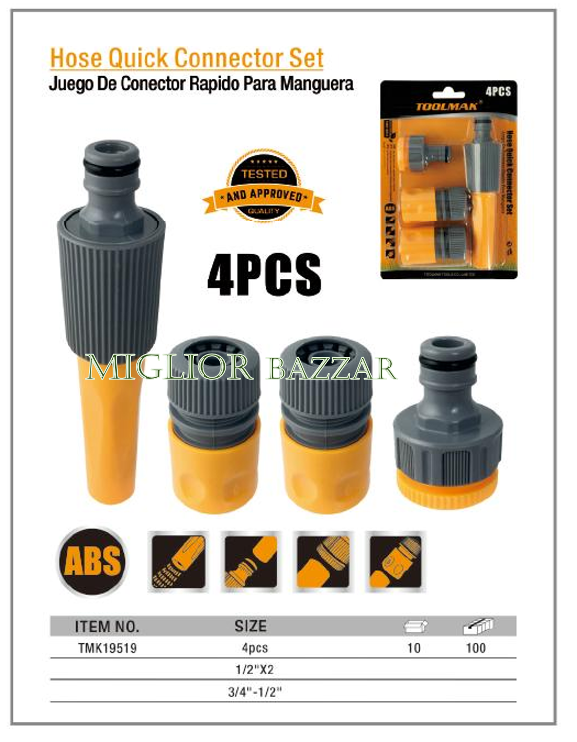 TMK19519-hose quick connector set/Set di connettori rapidi per tubi flessibili