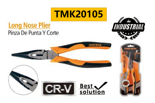 TMK20105-long nose plier 8"/pinza a becchi lunghi da 8"