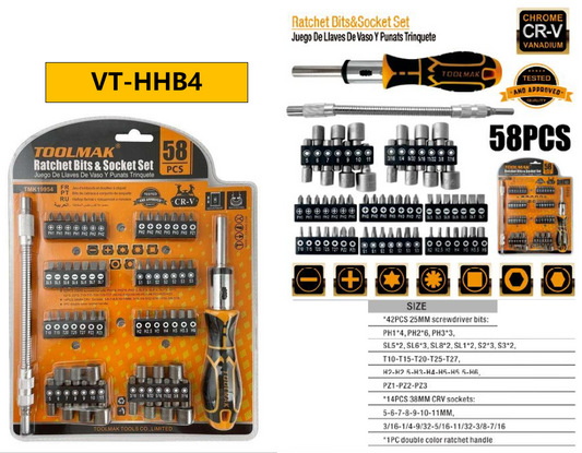 58PCS Ratchet bits & socket  set/58PCS Set di cricchetti e bussole