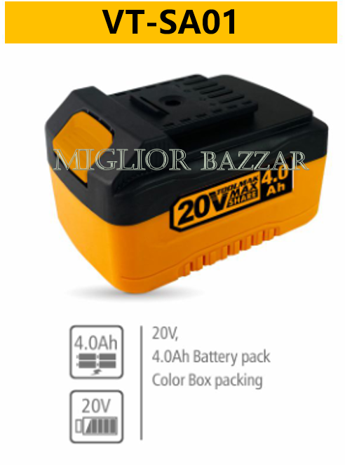 VT-SA01--Pacco batteria al litio ad alte prestazioni da 20 V 4,0 Ah | MIGLIOR BAZZAR